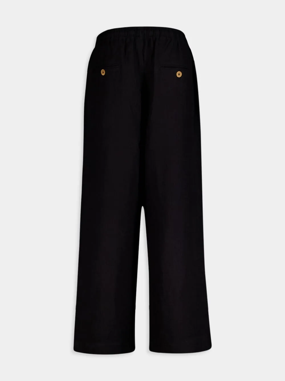 Black Linen Drawcord Trousers sold by Fashion Clinic product image thumbnail 2