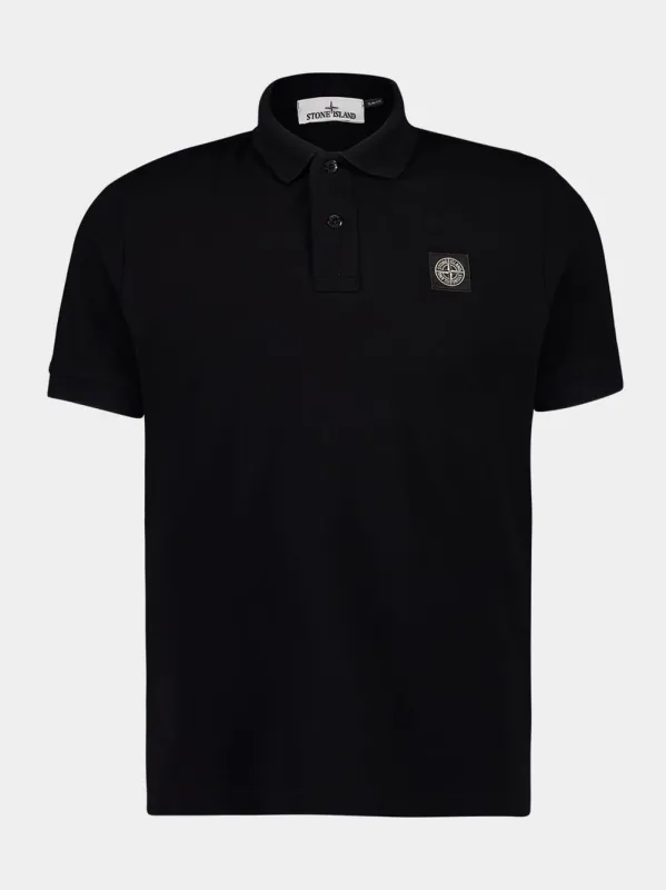 Black Organic Cotton Polo Shirt sold by Fashion Clinic
