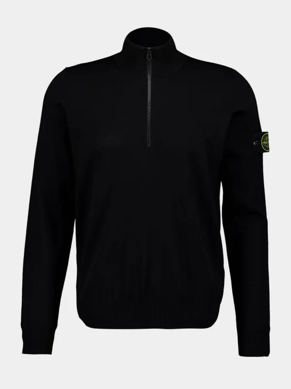 Black Half-Zip Virgin Wool Jumper sold by Fashion Clinic