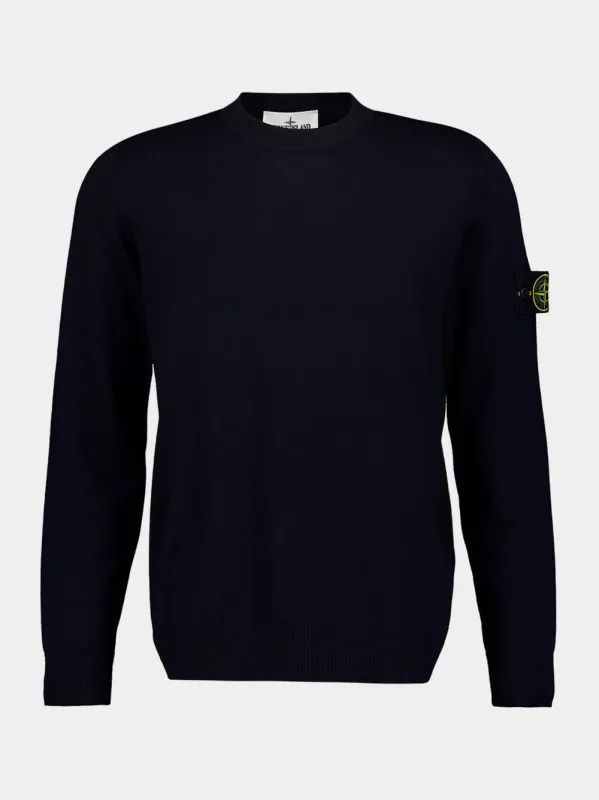 Navy Blue Light RWS Wool Jumper sold by Fashion Clinic