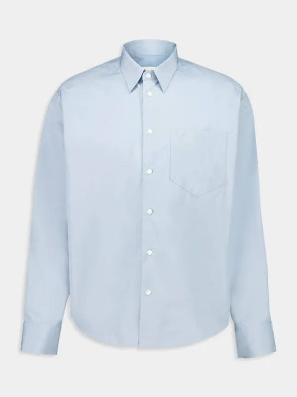 Sky Blue Cotton Boxy Shirt sold by Fashion Clinic
