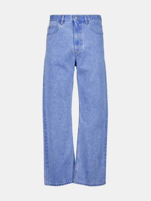 Cobalt Blue Organic Denim Wide-Leg Jeans sold by Fashion Clinic