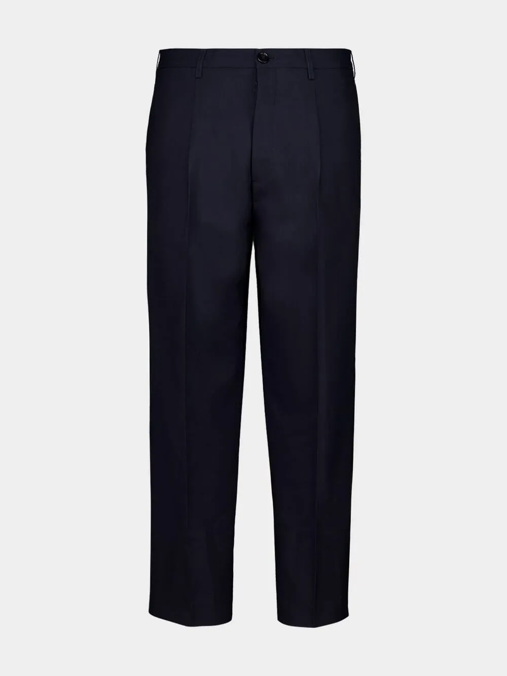 Blue Black Virgin Wool Relaxed Trousers sold by Fashion Clinic