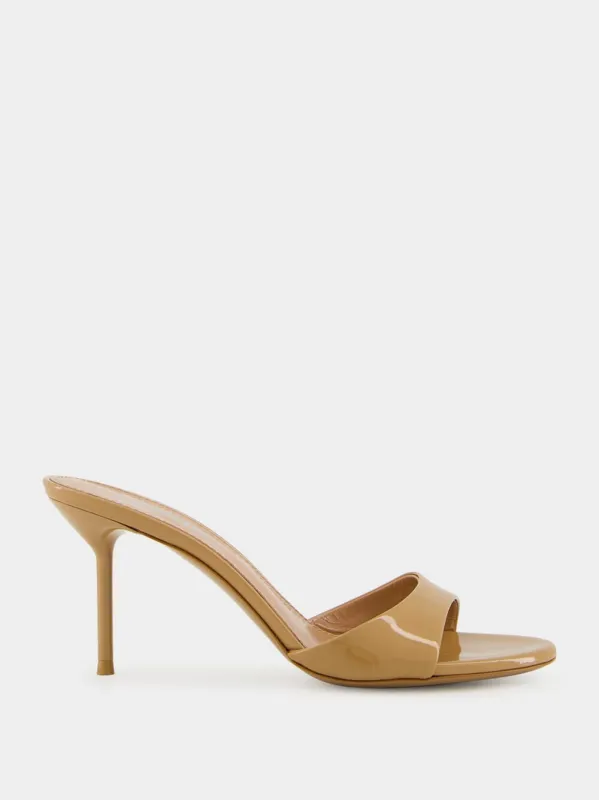 Caramel Patent Leather Lidia Mule 70 sold by Fashion Clinic