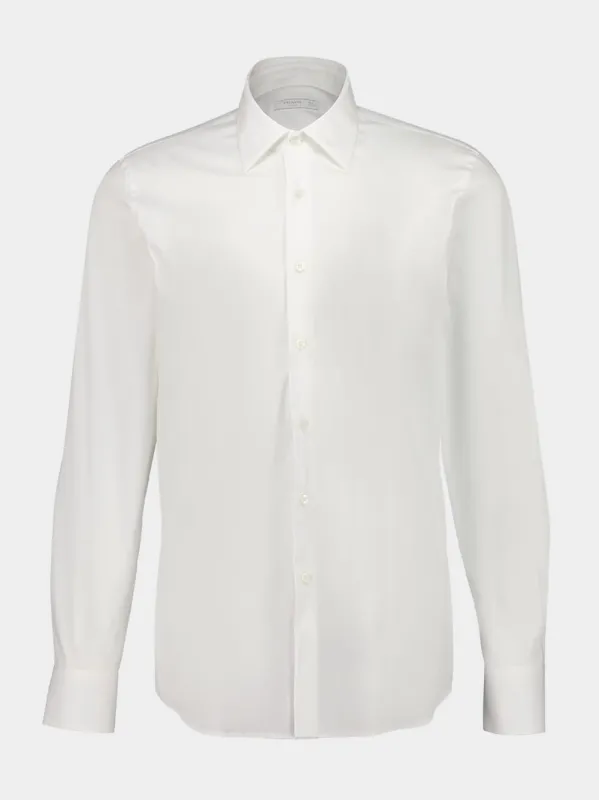 White Stretch Cotton Slim Shirt sold by Fashion Clinic
