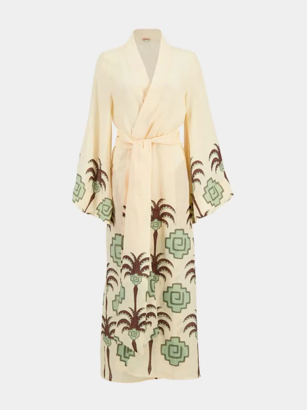 Ecru Palm Boa Whisper Kimono sold by Fashion Clinic