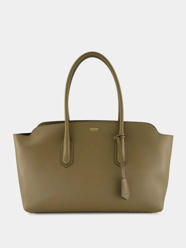 Dark Olive Large Natural Grain Leather Shoulder Bag sold by Fashion Clinic