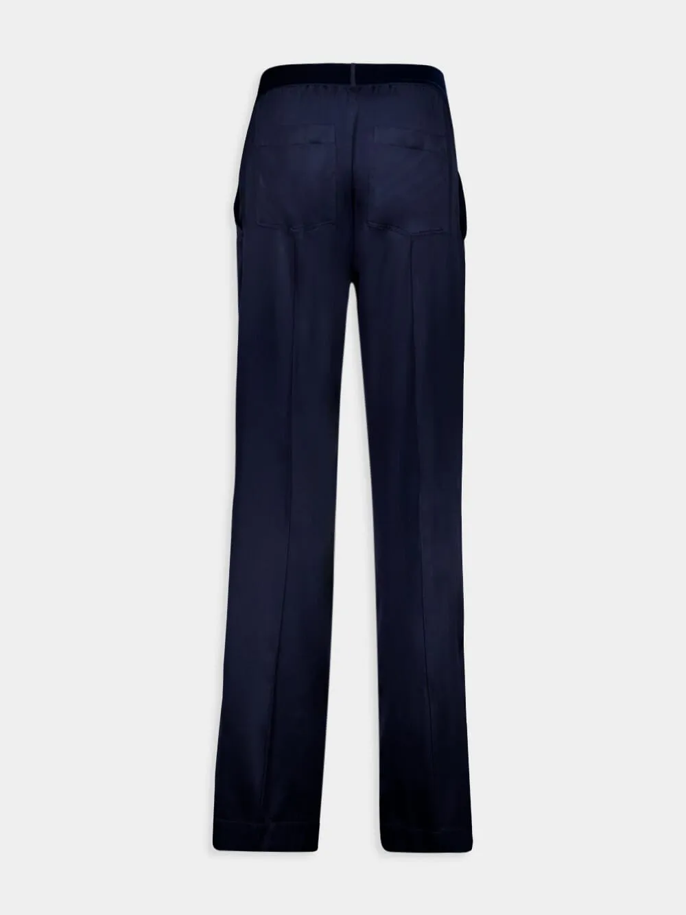 Dark Navy Stretch Silk Satin Relaxed PJ Pants sold by Fashion Clinic product image thumbnail 2