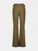 Khaki Pleated Crepe de Chine Silk Pants sold by Fashion Clinic