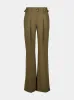 Khaki Pleated Crepe de Chine Silk Pants sold by Fashion Clinic