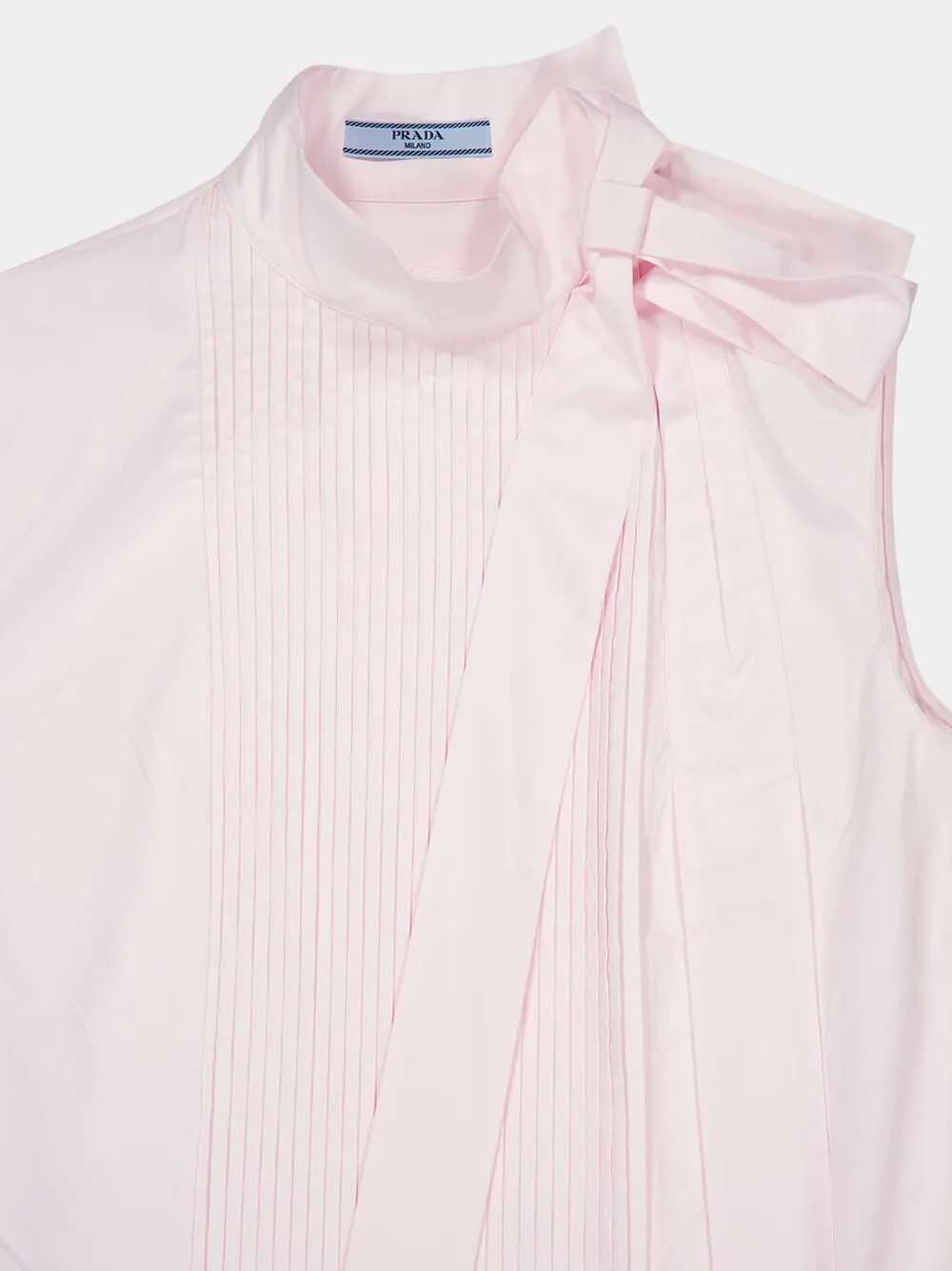 Light Pink Sleeveless Cotton Shirt with Neck Bow sold by Fashion Clinic product image thumbnail 3