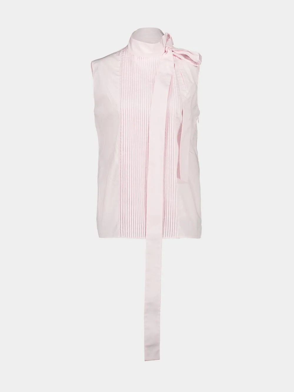 Light Pink Sleeveless Cotton Shirt with Neck Bow sold by Fashion Clinic