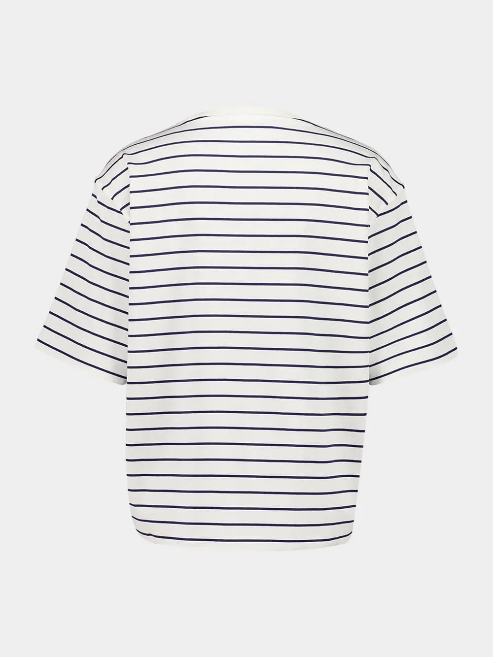 White, Blue and Cacao Striped Cotton T-Shirt sold by Fashion Clinic product image thumbnail 2