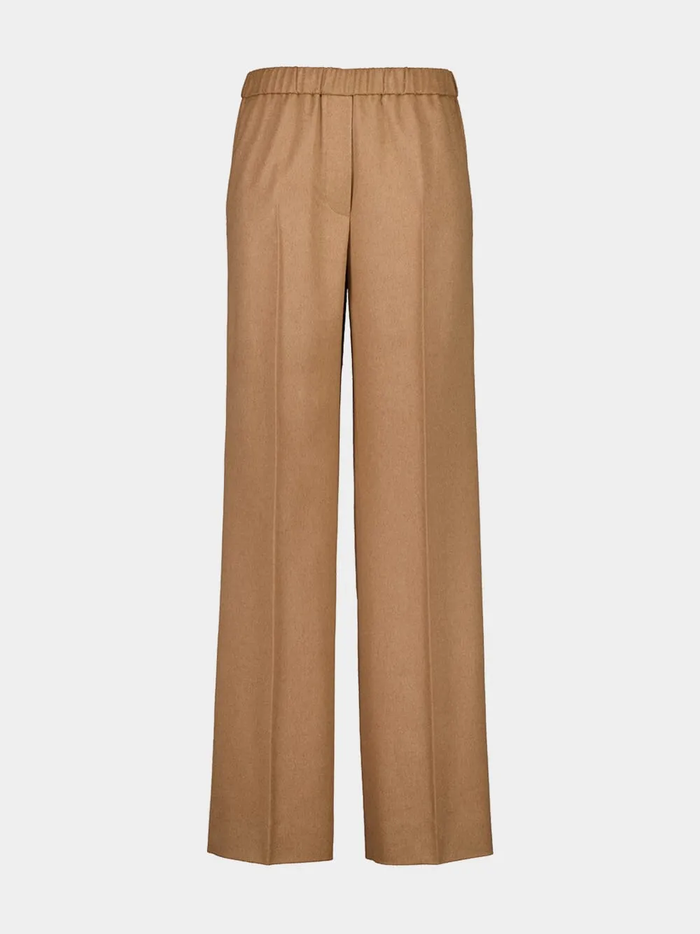 Camel Wide-Leg Woven Trousers sold by Fashion Clinic