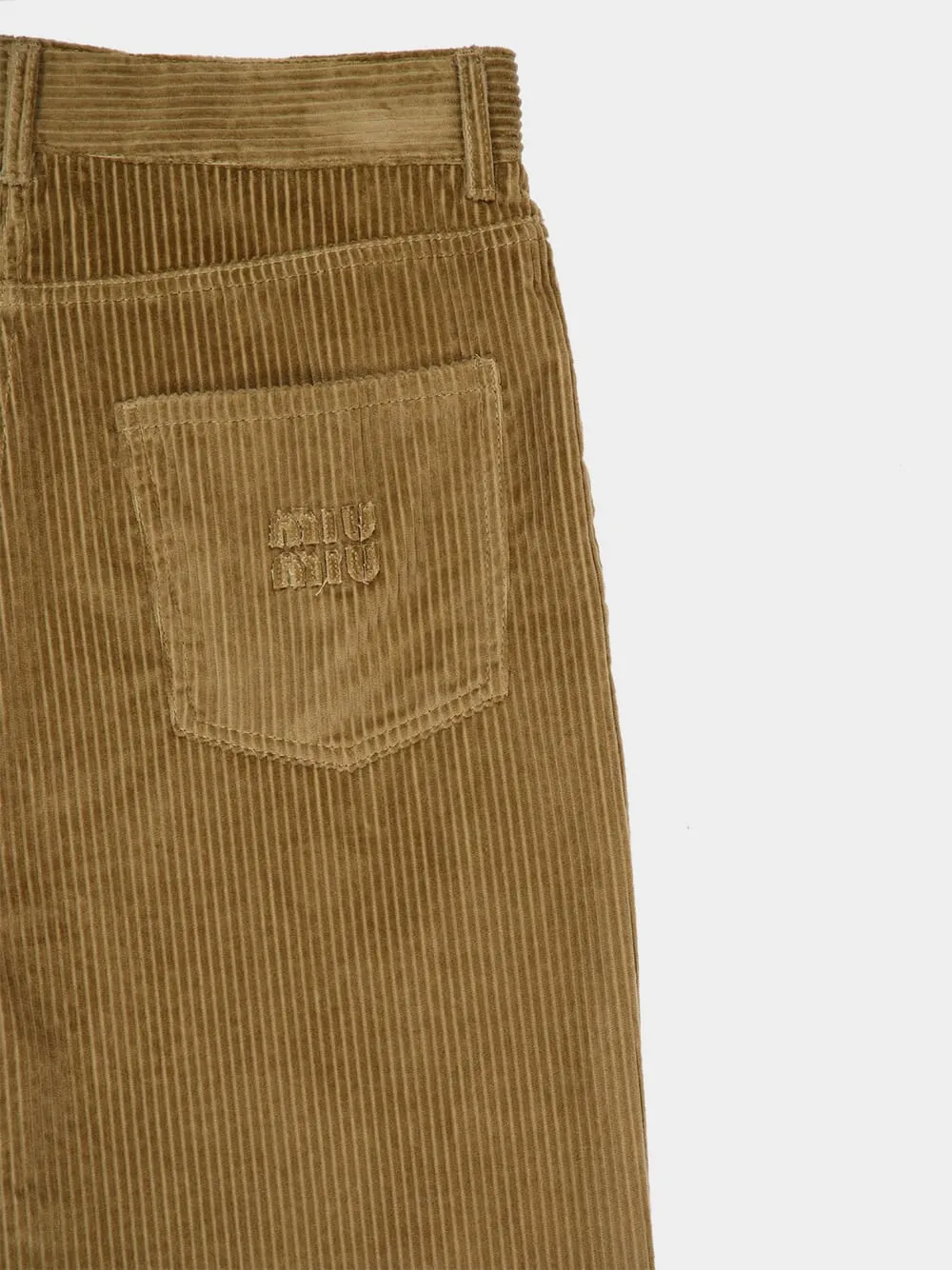 Camel Wide-Leg Corduroy Trousers sold by Fashion Clinic product image thumbnail 4