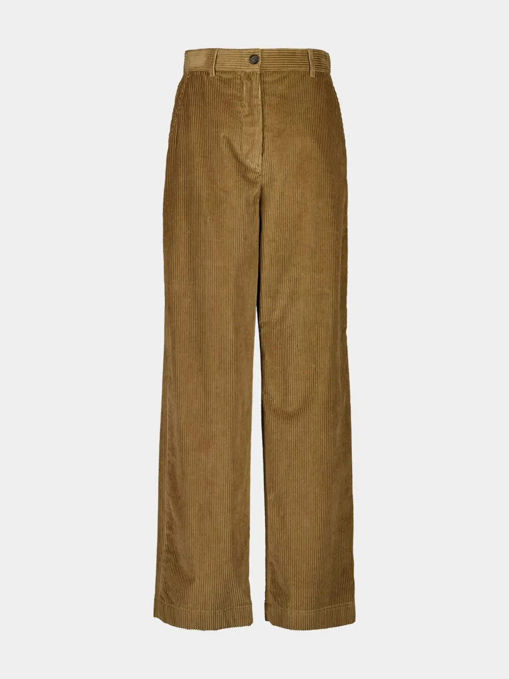 Camel Wide-Leg Corduroy Trousers sold by Fashion Clinic