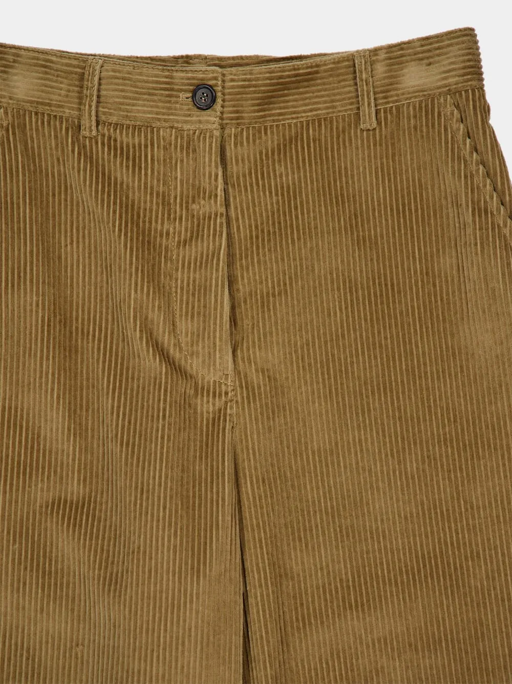 Camel Wide-Leg Corduroy Trousers sold by Fashion Clinic product image thumbnail 3
