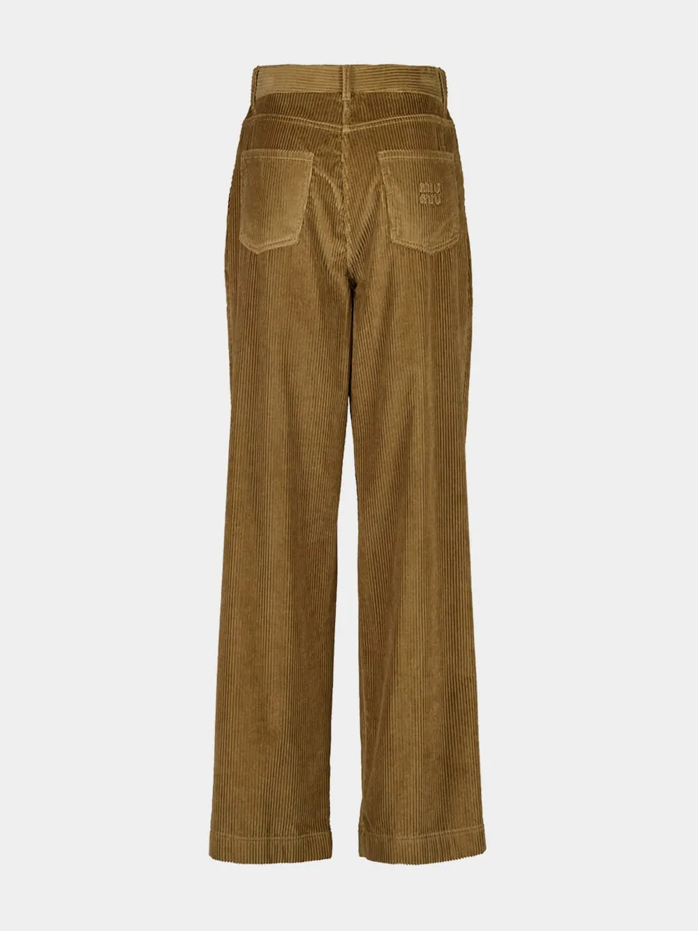 Camel Wide-Leg Corduroy Trousers sold by Fashion Clinic product image thumbnail 2