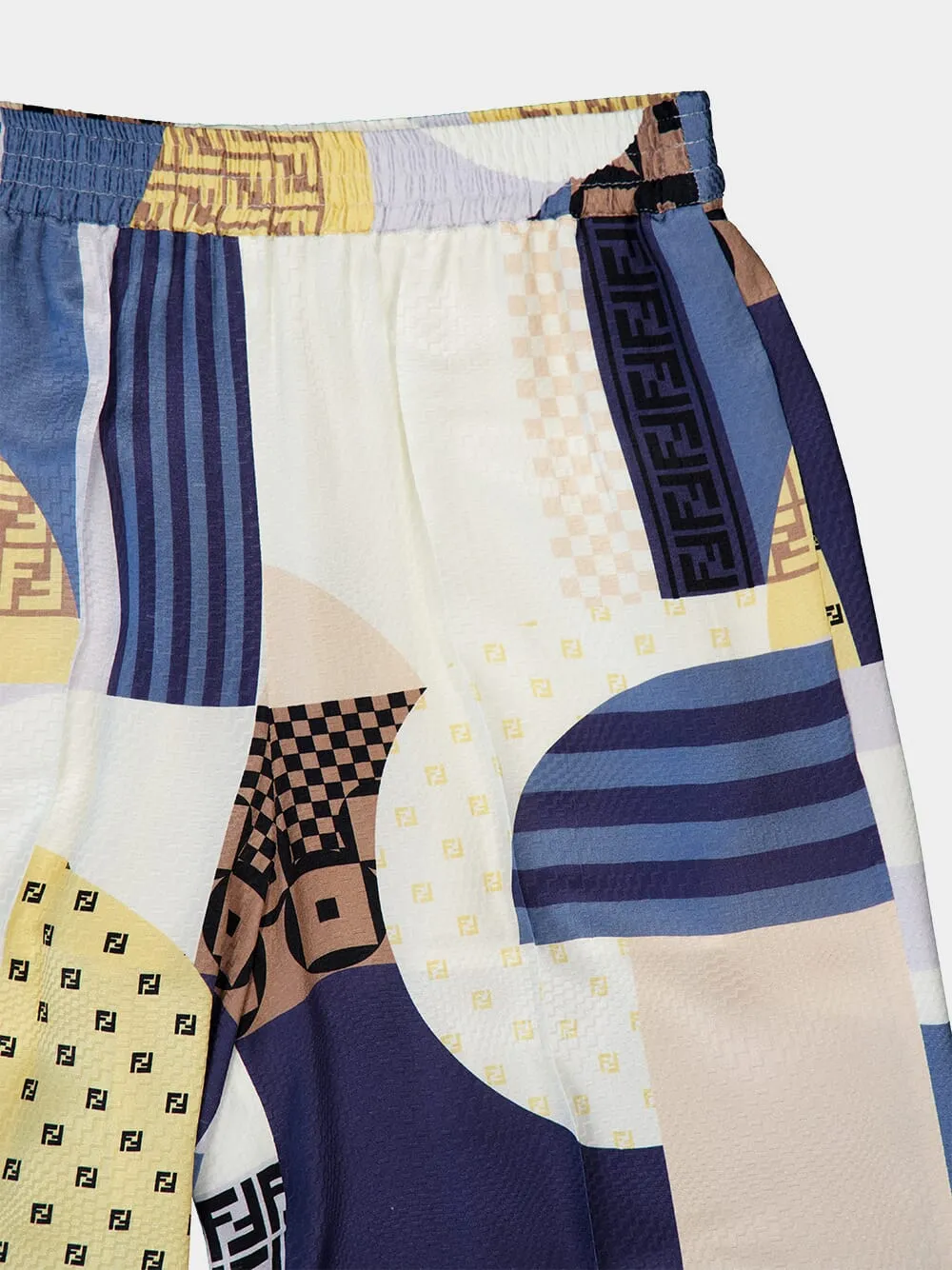 Blue Patchwork Silk Pyjama Trousers sold by Fashion Clinic product image thumbnail 3