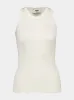White Ribbed Silk-Cotton Tank Top sold by Fashion Clinic