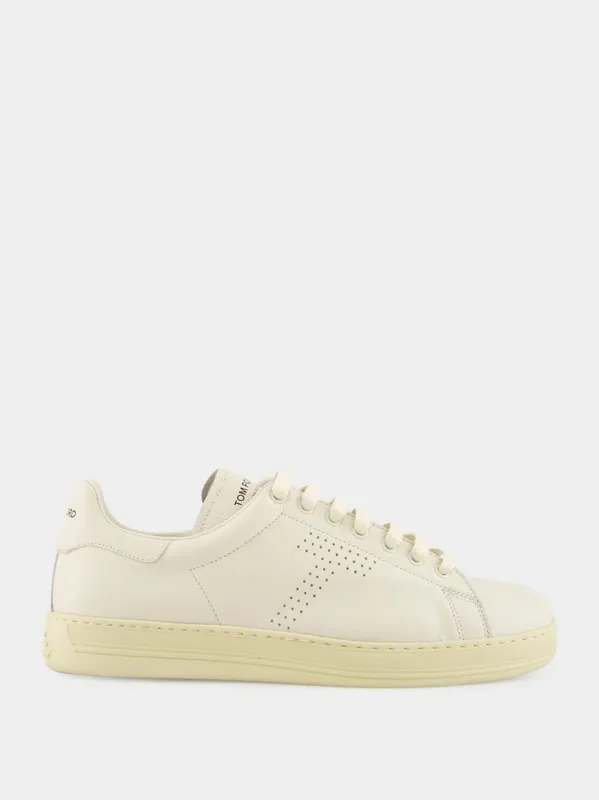 Cream Warwick Grain Leather Sneakers sold by Fashion Clinic