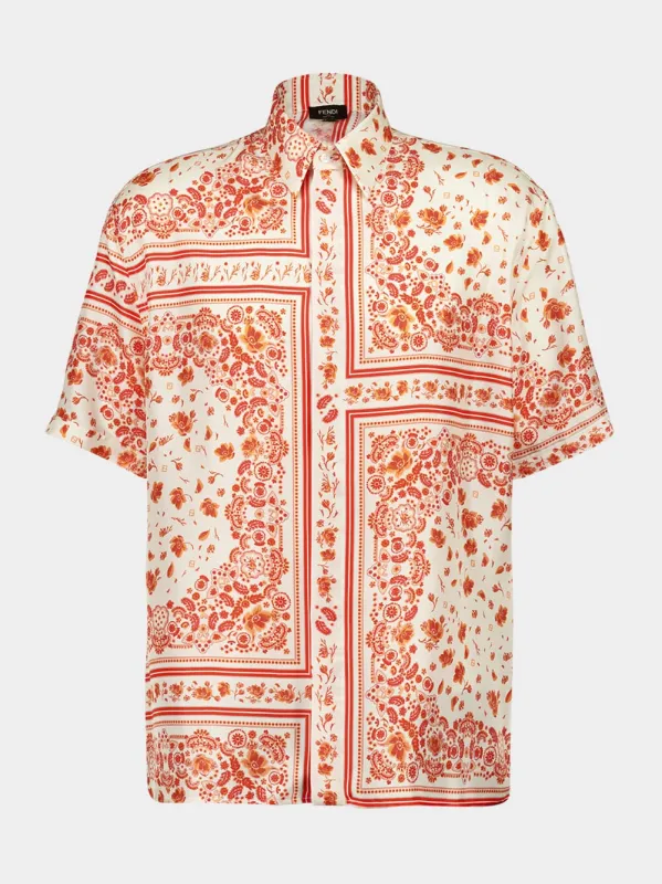 White and Red Bandana Silk Shirt sold by Fashion Clinic