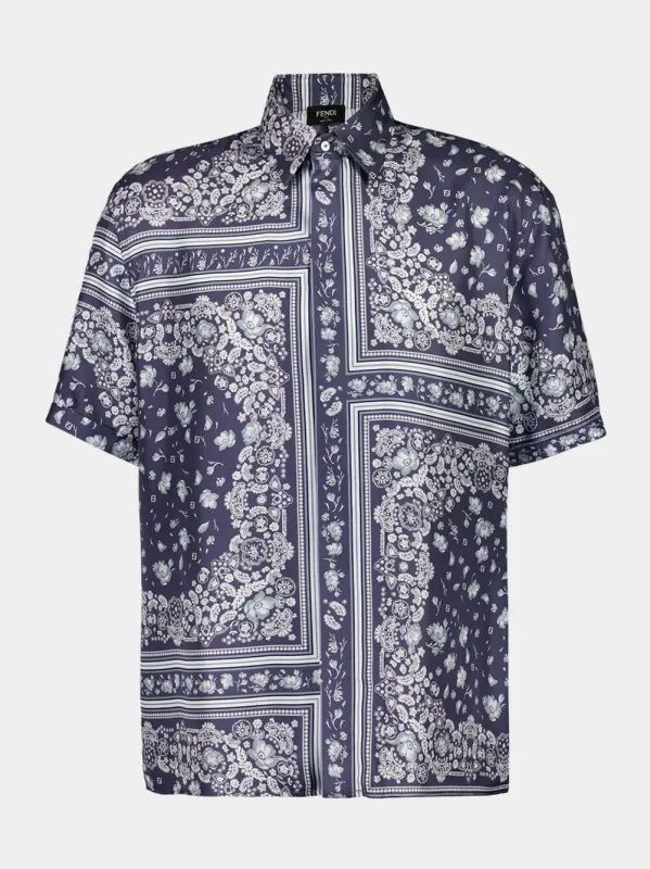 White and Blue Bandana Silk Shirt sold by Fashion Clinic