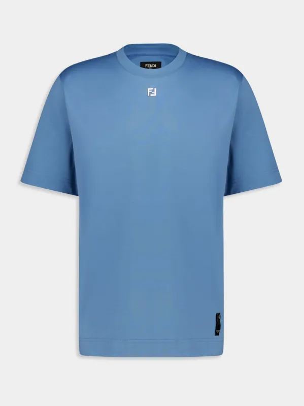 Light Blue Cotton T-Shirt with FF Detail sold by Fashion Clinic