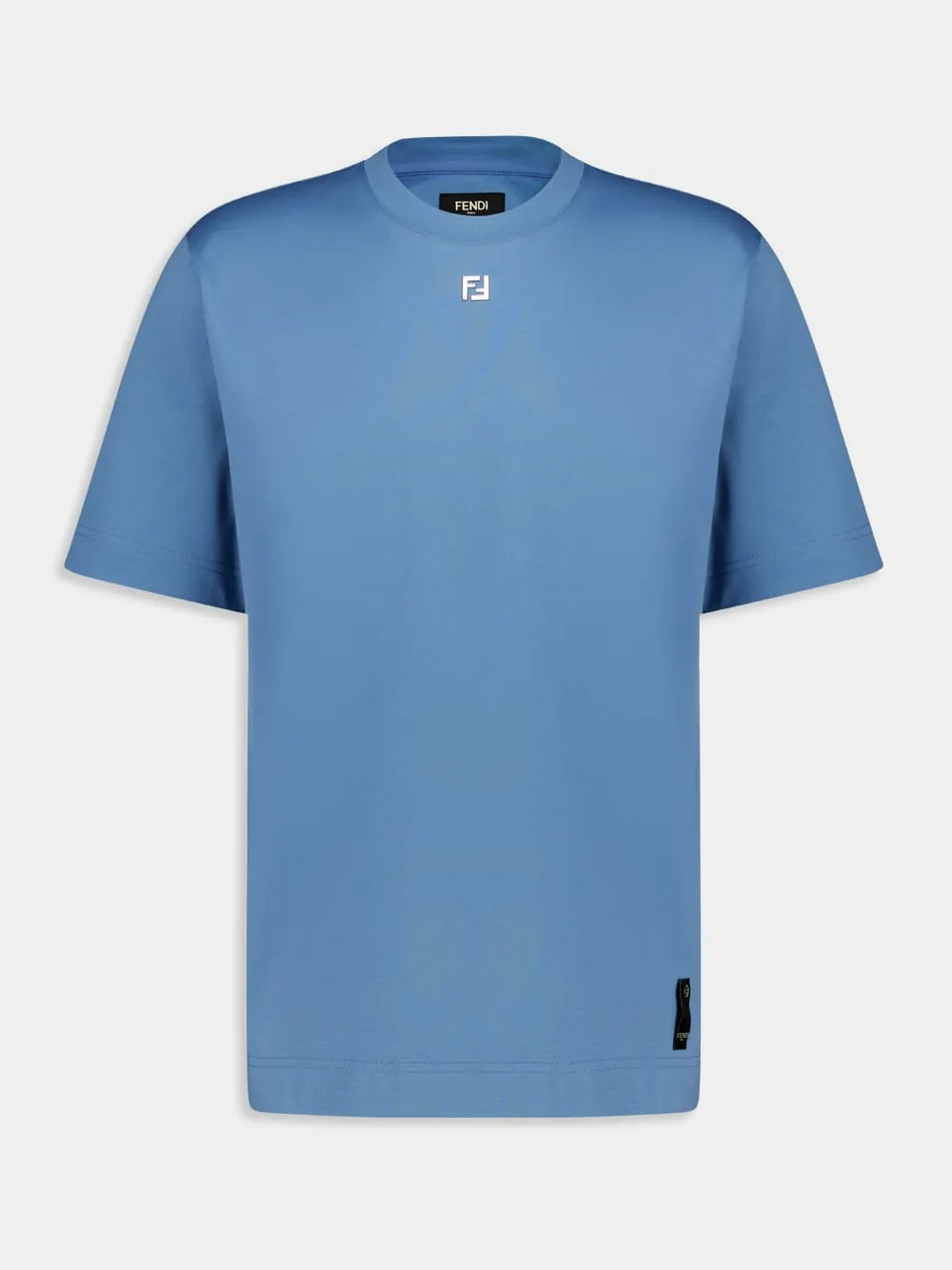 Light Blue Cotton T-Shirt with FF Detail sold by Fashion Clinic