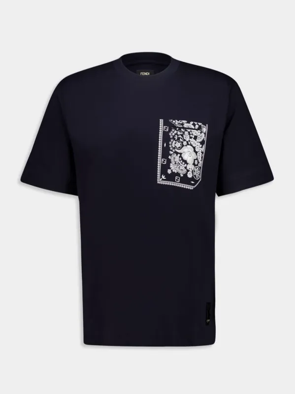 Dark Blue T-Shirt with Bandana Pocket sold by Fashion Clinic