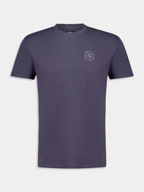 Dark Blue FF Postcards Cotton T-Shirt sold by Fashion Clinic