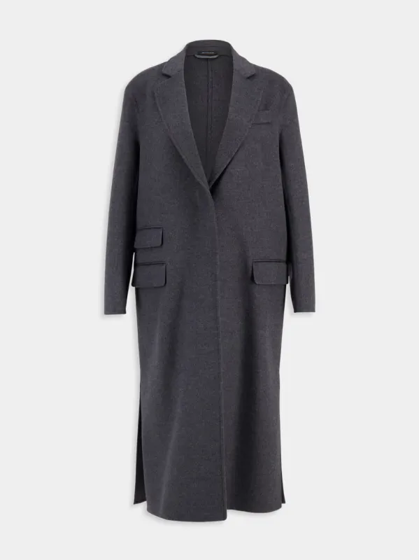 Dark Grey Long Wool-Cashmere Coat sold by Fashion Clinic