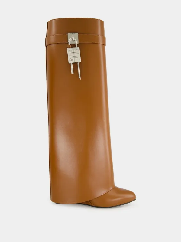 Tan Leather Shark Lock Boots made by Givenchy