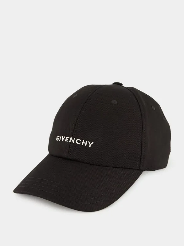 Black Cotton Twill Curved Cap made by Givenchy