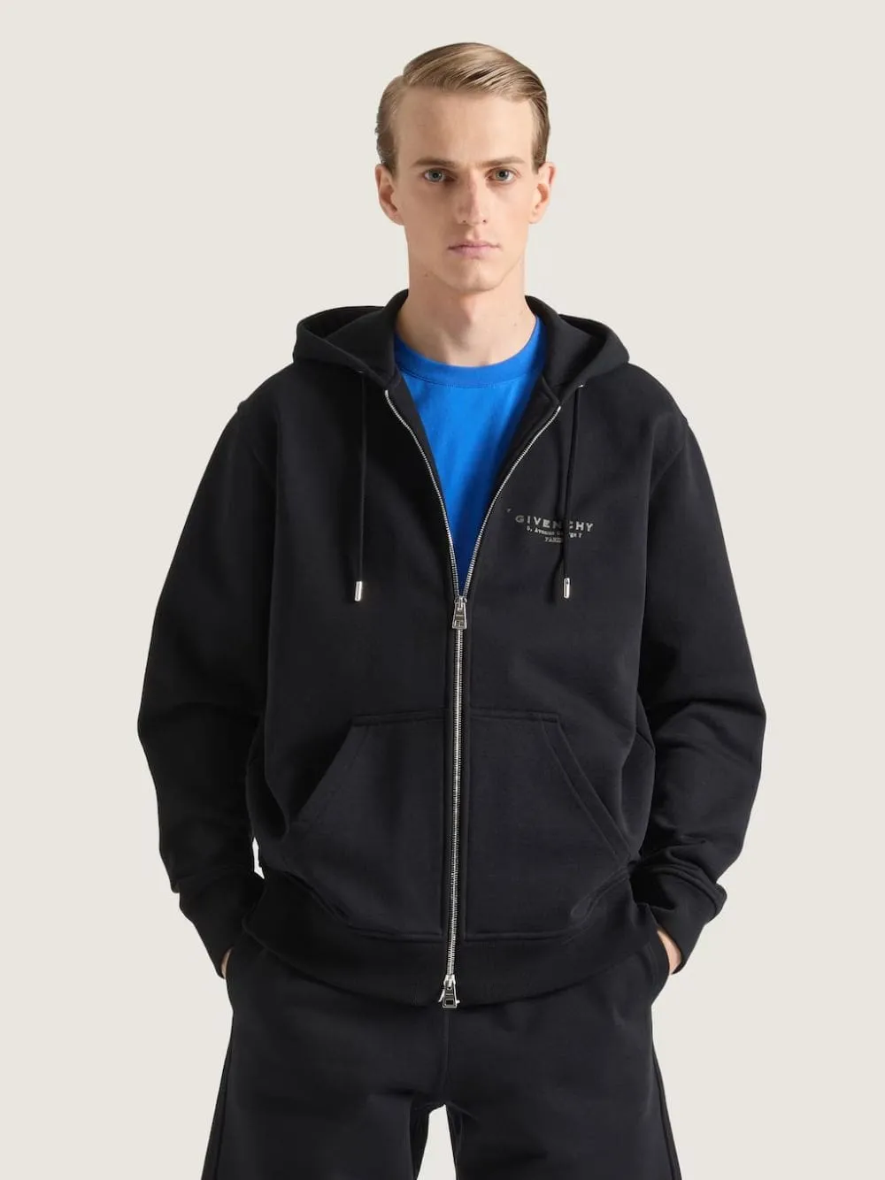 Black Zipped Sweatshirt in Fleece sold by Fashion Clinic product image thumbnail 2