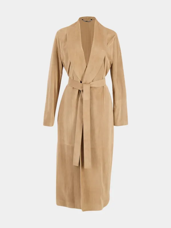 Light Brown Suede Wrap Coat made by Fendi