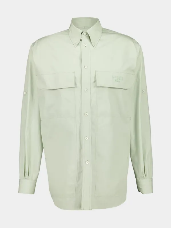 Mint Green Cotton Utility Shirt sold by Fashion Clinic
