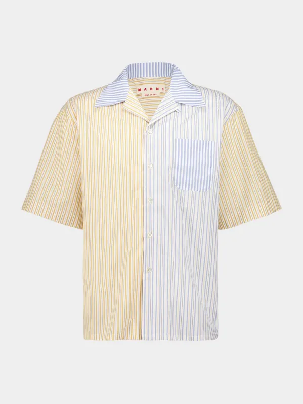 Light Curry Two-Tone Striped Cotton Shirt sold by Fashion Clinic