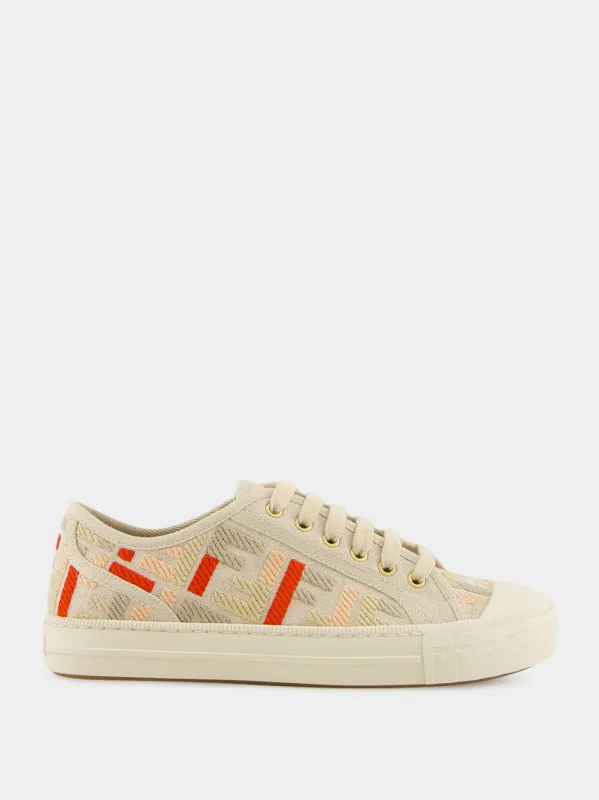 Beige Embroidered Domino Sneakers sold by Fashion Clinic