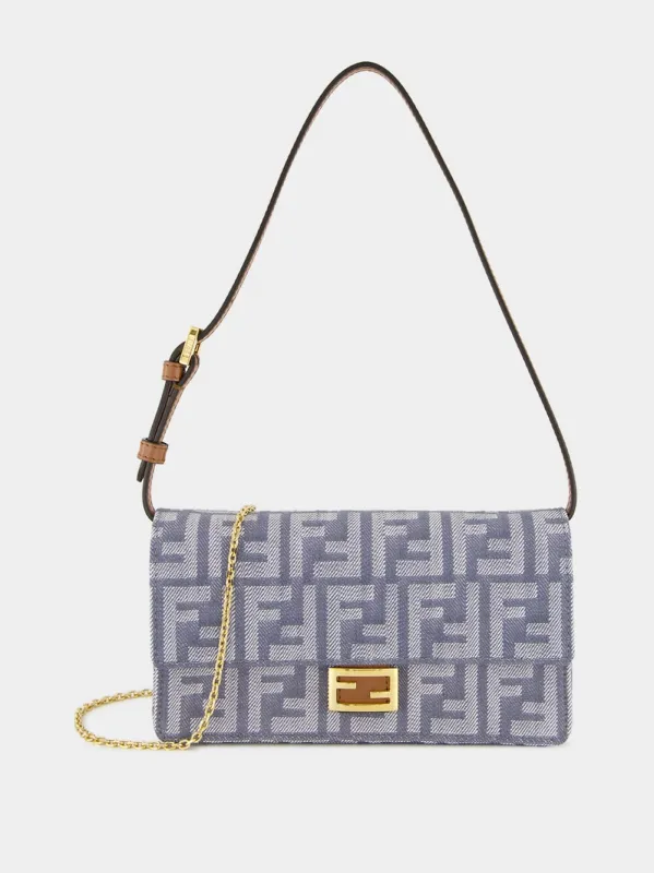 Blue FF Jacquard Wallet on Chain sold by Fashion Clinic