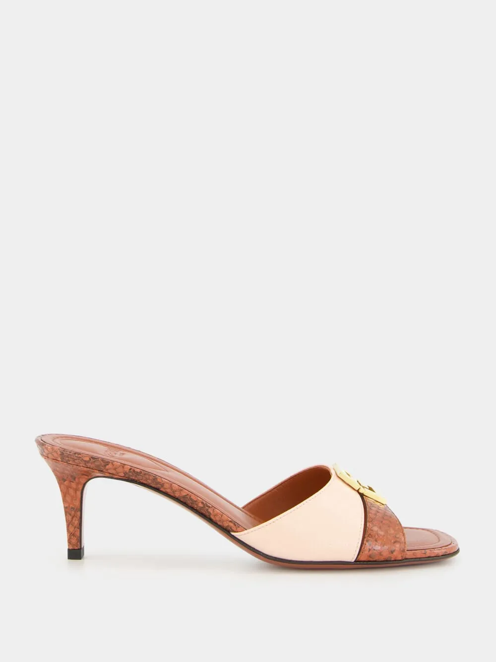 Brick and Light Rose Ayers Mid-Heel Mules sold by Fashion Clinic