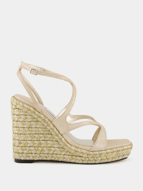 Soft Gold Metallic Leather Ayla Wedges sold by Fashion Clinic