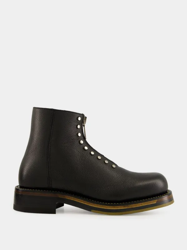 Black Calf Leather Maker Zip Boots made by Alexander McQueen
