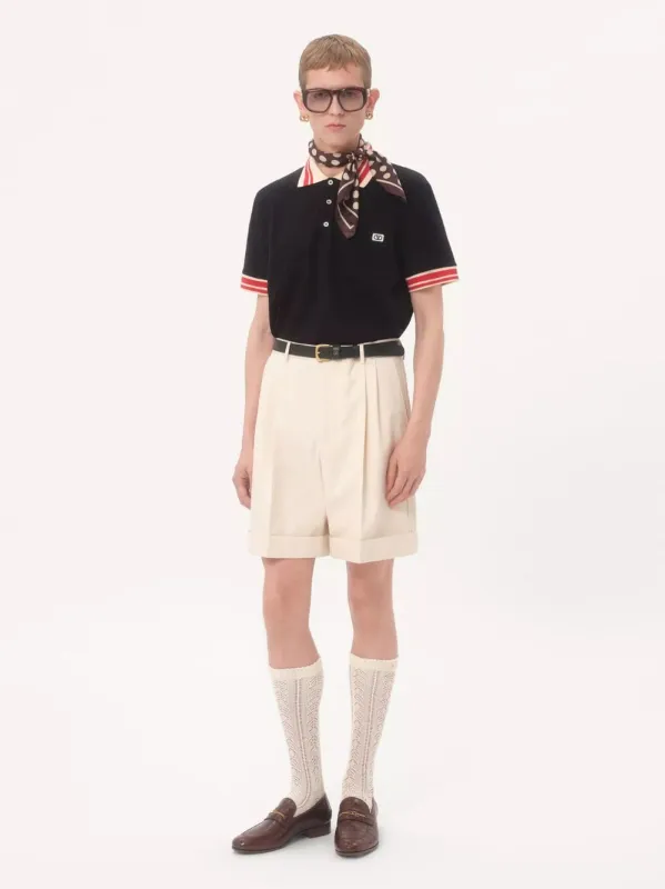 Black Cotton Piqué Polo Shirt with VLogo Patch sold by Fashion Clinic