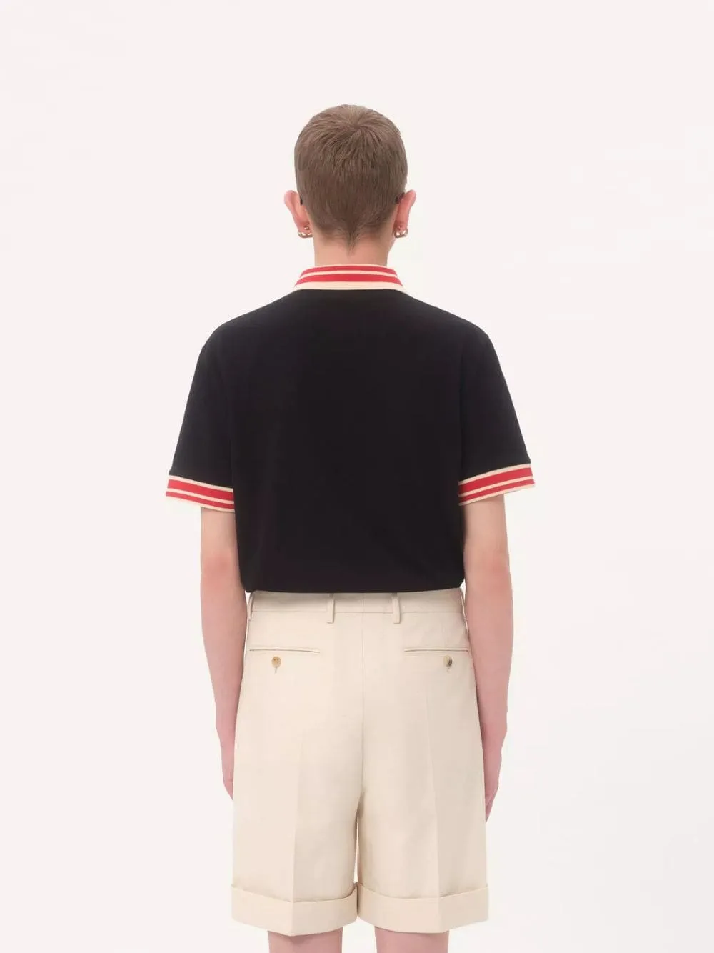 Black Cotton Piqué Polo Shirt with VLogo Patch sold by Fashion Clinic product image thumbnail 3
