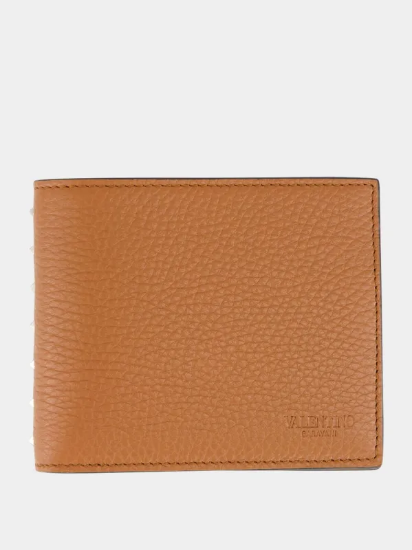 Selleria Brown Leather Bifold Wallet with Rockstuds sold by Fashion Clinic