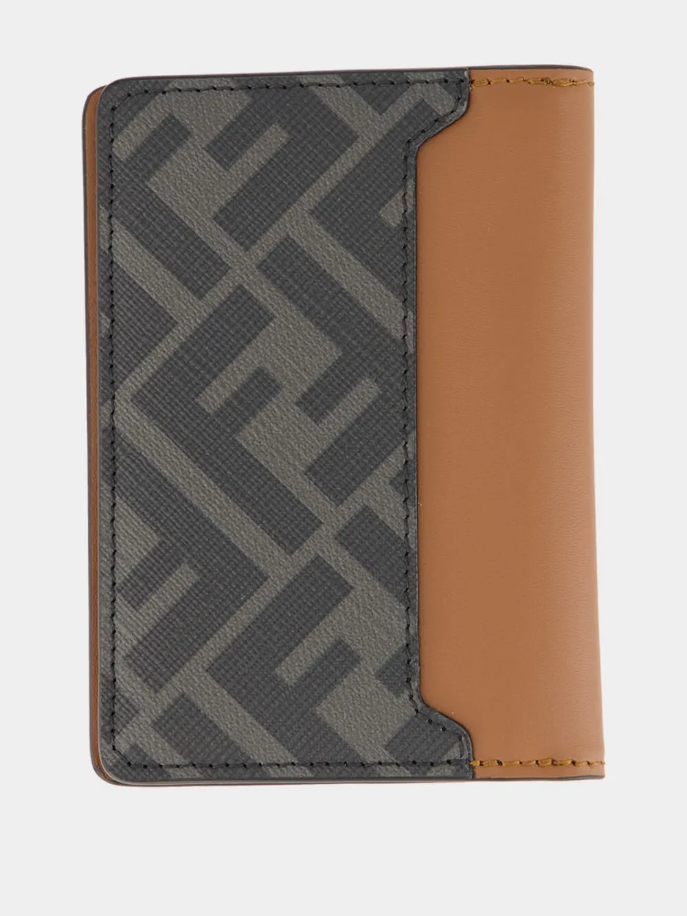 Brown Leather Bi-Fold Card Holder with FF Squared sold by Fashion Clinic product image thumbnail 2