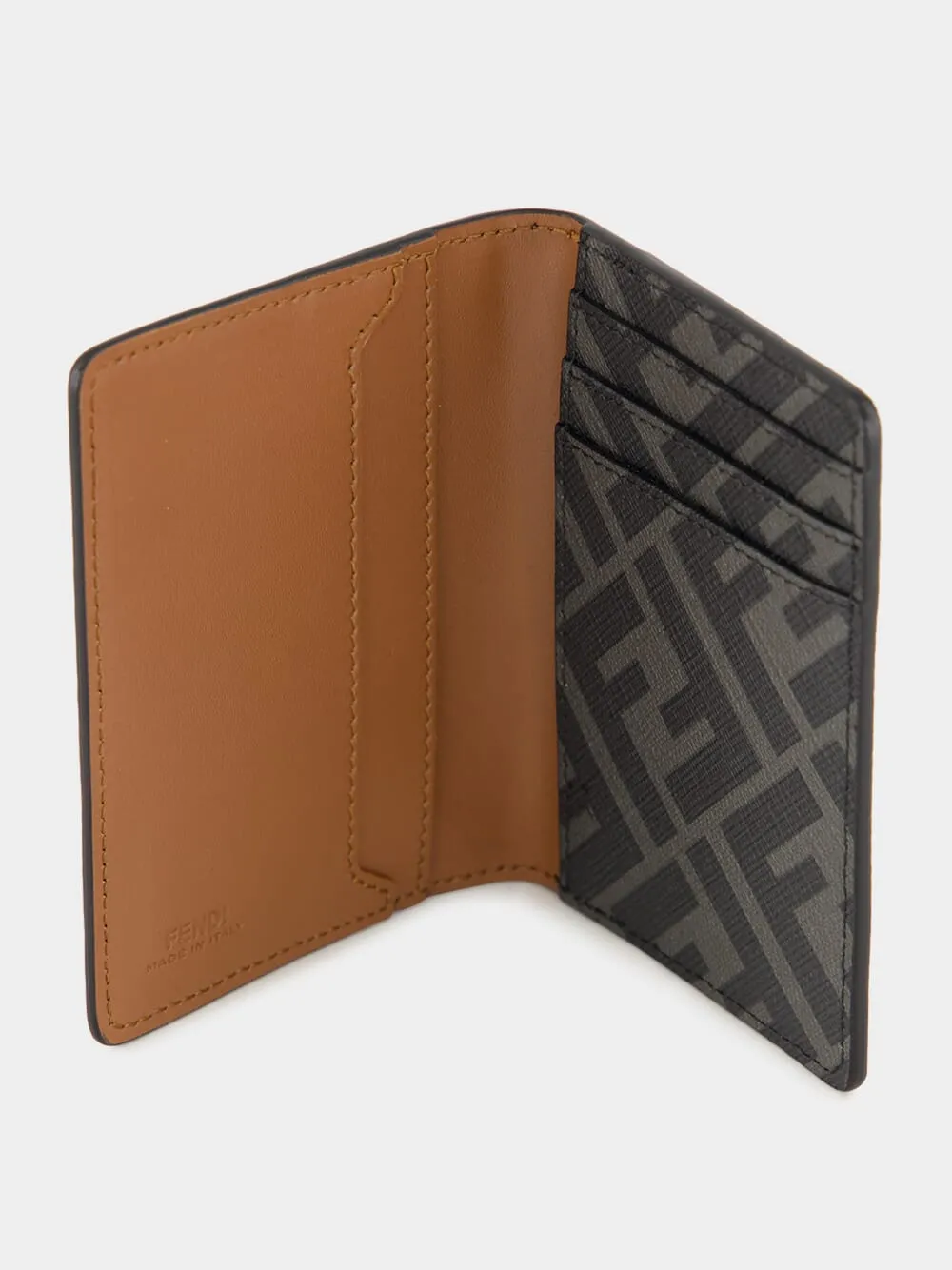 Brown Leather Bi-Fold Card Holder with FF Squared sold by Fashion Clinic product image thumbnail 3