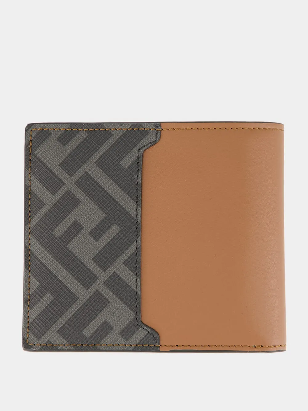 Brown Leather Bi-Fold Wallet with FF Canvas & FF Squared sold by Fashion Clinic product image thumbnail 2