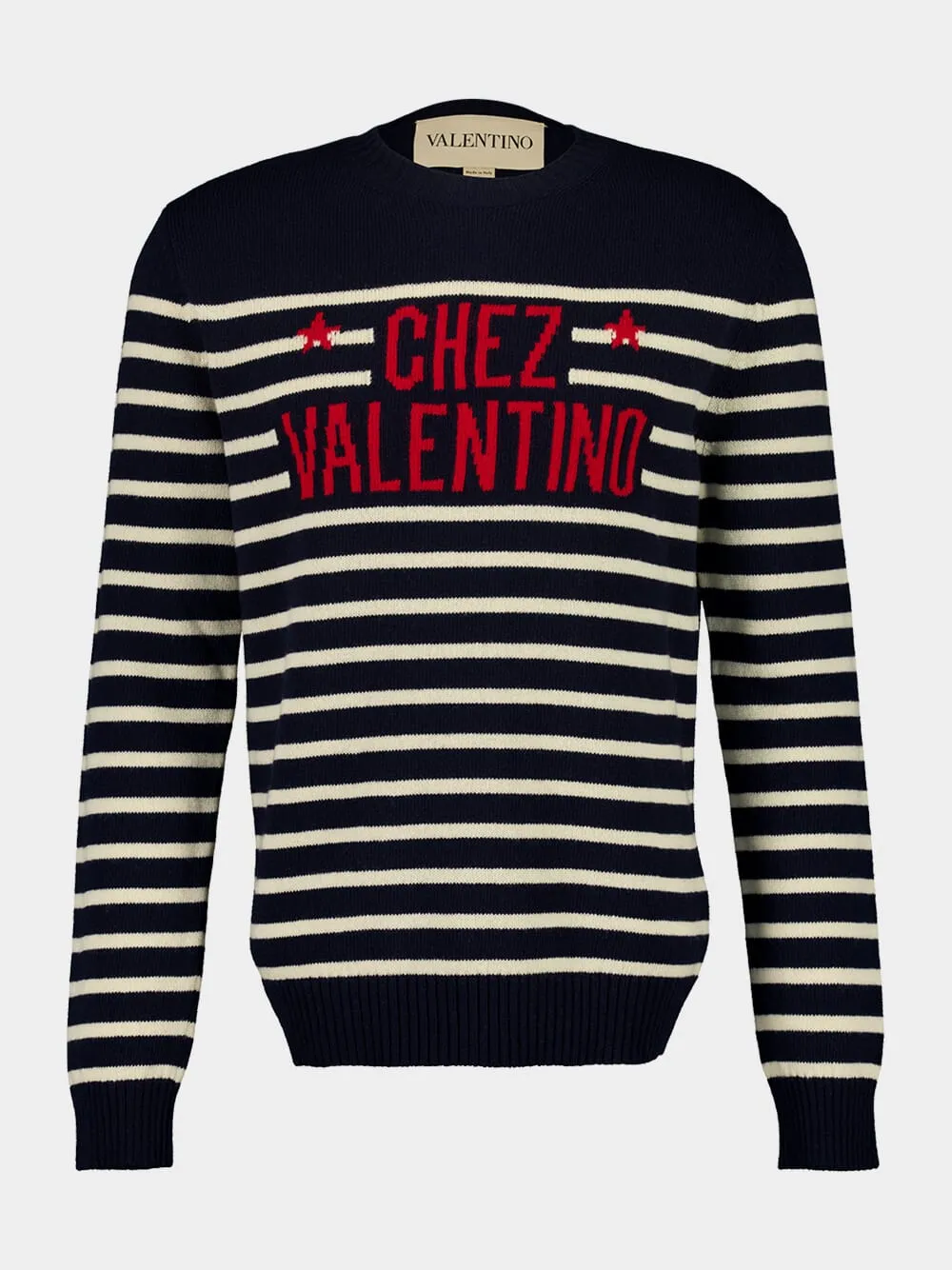 Blue and Butter Wool Striped Jumper with Chez Valentino sold by Fashion Clinic